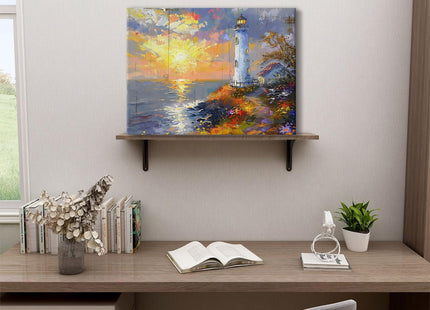 Coastal Wall Art Lighthouse Decor Beach Bathroom Decor Nature Ocean Landscape Canvas Prints Pictures Modern Nautical Seascape Painting Artwork for Kitchen Bedroom Living Room Home Decoration 12x16"