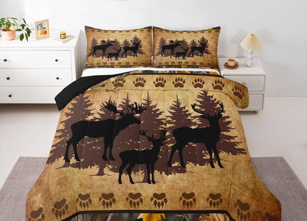 Erosebridal Deer Comforter Set Hunting Bedding Set for Kids Boys Girls Cabin Farmhouse Woodland Animal Comforter Camo Bedroom Decor Warm Rustic Leaves Antlers Wolf Bear Tree Duvet Quilt