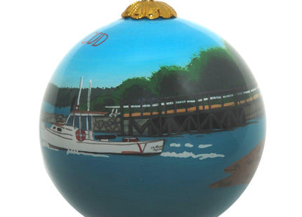 Hand Painted Maine Lobster Shack Ornament – Blown Glass Christmas Tree Decor Inspired by Lobstering, Great for Gifting
