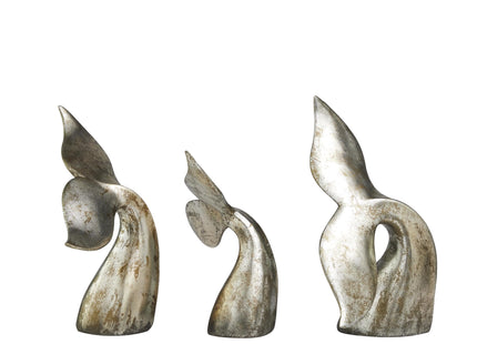 Deco 79 Aluminum Metal Whale Decorative Sculpture Home Decor Statues, Set of 2 Accent Figurines 7", 10"H, Silver