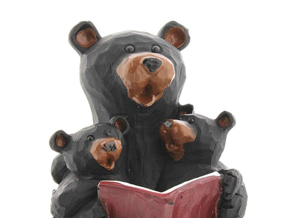 Lipman Black Bear Reading to Cubs Figurine, 4"