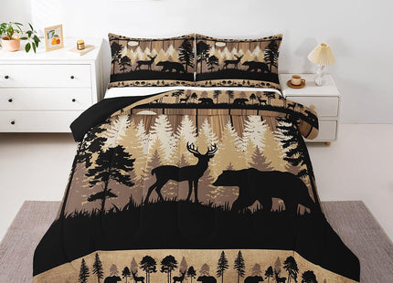 Feelyou Rustic Bear Deer Comforter Set Queen for Kids Boys Girls Bedding