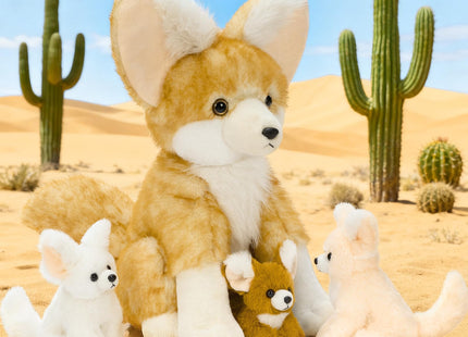 Karister Fennec Fox Plush Toy with 3 Babies, 17.4" Fox Stuffed Animal