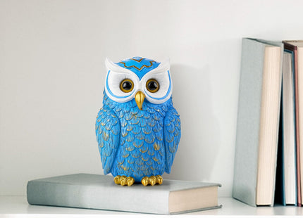 Buildopia Owl Figurine Home Decor – Cute Resin Owl Statue Sculpture, Blue