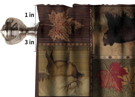 SXXLDNG Rustic Moose Deer Valance, Vintage Bear Cottage Country Style Rustic Cabin Mountain Farmhouse Windows Curtain Valance for Bedroom Living Room, One Panel 54x18in