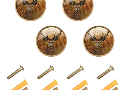 Msyxl 4 Pack Antler Deer Cabinet Knobs Round 1-1/4 Inch (32 mm) Dresser Drawer Pulls Kitchen Cabinet Hardware Handles Knobs for Dresser Kitchen Drawer