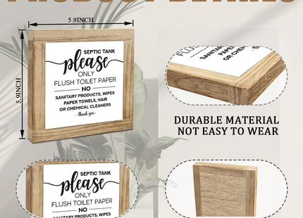 Septic Tank Sign – Please Only Flush Toilet Paper Bathroom Wood Sign, Funny Bathroom Rules Decor for Home, RV, Cabin, Farmhouse Bathroom Decoration