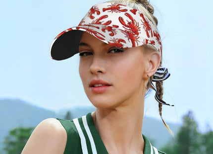 Red Lobster Lobsters Crayfish Sports Sun Visor Hats Adjustable Men Women Lightweight Packable Cooling Empty Top Visor Hat for Running, Tennis, Golf