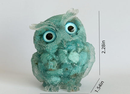 XYLIBLLA Hand-Carved Natural Crystal Owl Statue Owl Decor ，Green Owl Figurine, Animal Figurines Desk Decor and Owl Gifts for Women.（Turquoise）
