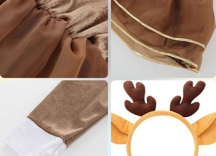 YOULSUN Kids Animal Costume with Dress Belt and Headband Deer Costume for Halloween Cosplay Gifts (Deer,S/4-6Y)