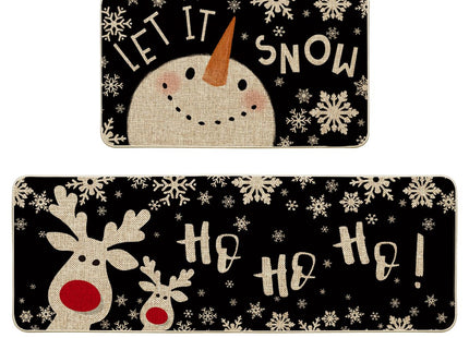 Artoid Mode Snowman Deer Let It Snow Snowflake Christmas Kitchen Mats Set of 2, Winter Decor Low-Profile Kitchen Rugs for Floor - 17x29 and 17x47 Inch