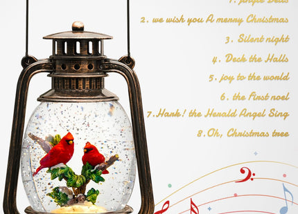 Christmas Snow Globes Cardinal Gifts,Christmas Decorations Cardinal Snow Globe, Musical Lantern Light Up 6H Time Glitter Globe Cardinal Red Bird Memorial Gift for Women