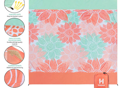 HIHOHO Waterproof Sandproof Beach Blanket Mat for 1-8 Adults, Quick Drying