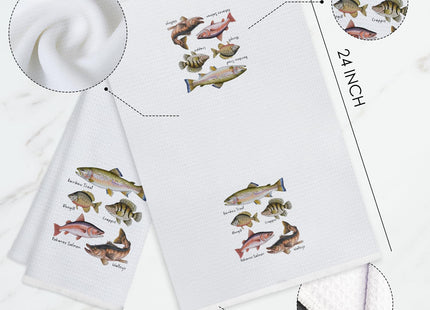 Koesus Coastal Beach Kitchen Towels, Ocean Fish Beach Hand Towels for Bathroom Decor, Fish Decor Dish Tea Towels for Kitchen Decor, 16x24 Inch
