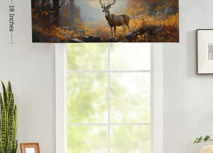 ZYQENGIMGA Deer Valance Curtains for Kitchen Rustic Nature Country Forest Wildlife Animal Autumn Thermal Insulated Small Window Curtain for Kitchen Living Room Bedroom 54 x 18 Inch, 1 Panel