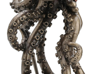 Veronese Design 6 3/4 Inch Tall Steampunk Octopus Space Observer Cold Cast Bronzed Resin Fantasy Collectibles Animals Figurine Space Alien Home Decor