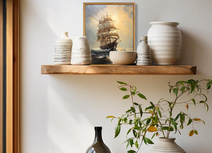 KBKBART Framed Vintage Canvas Wall Art, Sailboat Painting Prints 8x10inch