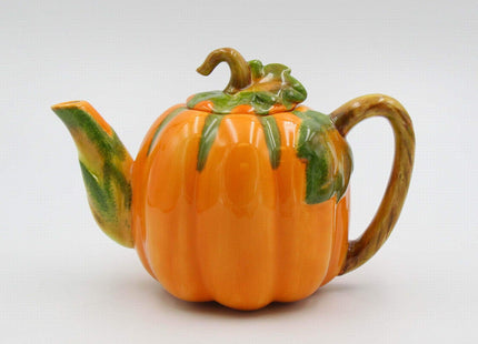 Fine Ceramic Pumpkin Teapot, 8" L