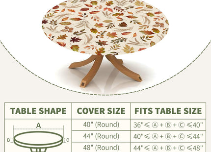 MiaoSi Autumn Leaves Round Fitted Tablecloth with Elastic for 40"-44"