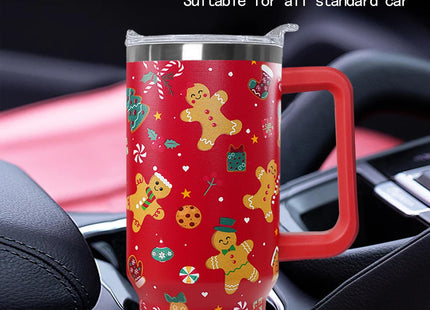 wmvhdiw 30 Oz Christmas Gingerbread Tumbler With Handle,Gingerbread Coffee Travel Mug Cup Water Bottle,Christmas Decor Gifts for Women