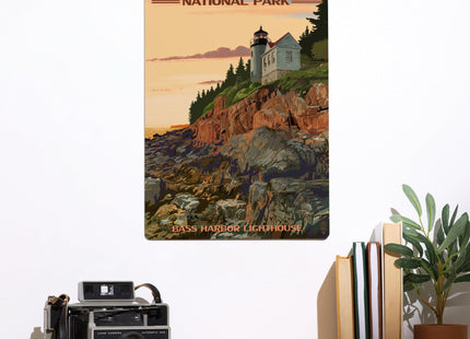 Lantern Press Acadia National Park, Maine, Bass Harbor Lighthouse, 12x18 Inch Aluminum Sign, Indoor or Outdoor Use