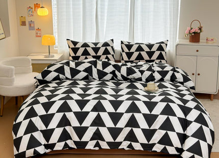 BlueBlue Leaves Kids Duvet Cover Set Queen, 100% Cotton Bedding for Boys Girls Teens, Green Geometric Forest Branches Tree Pattern Print on White, 1 Full Soft Comforter Cover 2 Pillow Shams (Queen)