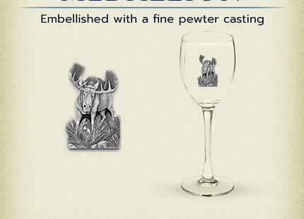 Heritage Pewter Moose Glass Goblets – Set of 2 | 12 OZ Goblet Wine Glasses | Expertly Crafted Pewter Glass