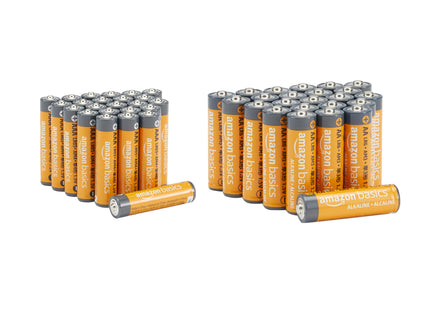 Amazon Basics 48-Count AA & AAA High-Performance Alkaline Batteries Value Pack, 24 AA and 24 AAA, Ready to Use
