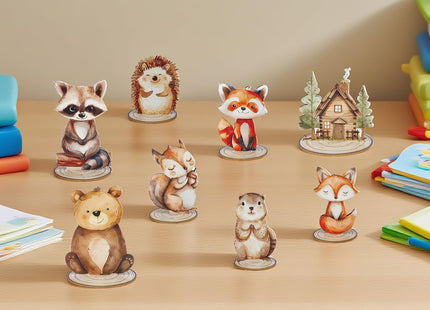 DAECHAO 12 Pack Woodland Animals Baby Shower Decorations, Kid Forest Happy Birthday Decoration Centerpieces for Tables Woodland Nursery Animal Decor Home Office Farmhouse