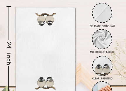 EGBTL Chickadee Bird Kitchen Towels, Rustic Farmhouse Birds Hand Towels for Bathroom Decor, Bird Lovers Gifts for Women Men Dishcloths Dish Towel for Kitchen 16x24 Inches Set of 2