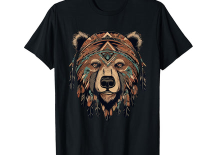 Native American Bear Artwork T-Shirt, Men, Black, 3X-Large