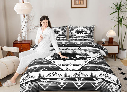 Feelyou Bear Comforter Set All Season Cabin Bear Animals Bedding Set with 2