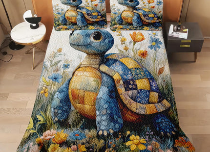 Jeminise Sea Turtle Pattern Quilt, Animal Patchwork Sea Turtle Quilt Set Patchwork Style, Premium Pattern Quilt Bedspread, Animals Bedding Quilts Gift for Men Women