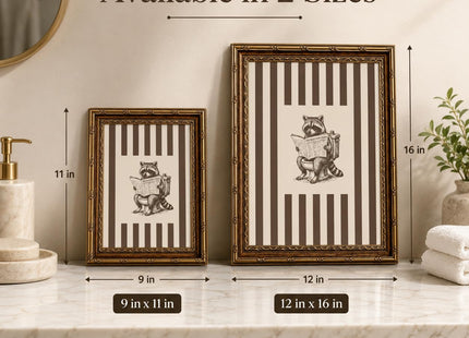 Camgariydan Raccoon Bathroom Framed Wall Art Funny Raccoon Wall Decor 9×11