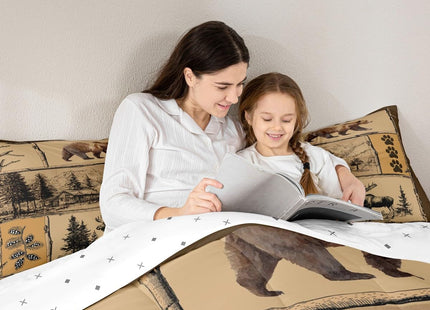 Feelyou Bear Cabin Moose Comforter Set Twin Size Boys Girls Bedding