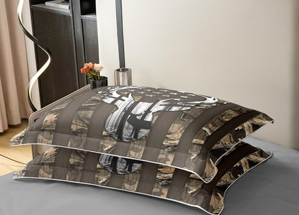 American Flag Stars Stripes Duvet Cover Set 100% Natural Cotton,Camo Hunting Deer Animal Camping Comforter Cover Set Twin with 1 Pillowcase,Brown Camo Grey Antlers Leaves Bedding Comforter Cover