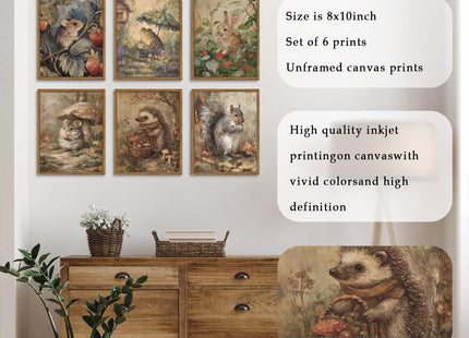 Woodland Animal Nursery Canvas Wall Art, 8x10inch Unframed