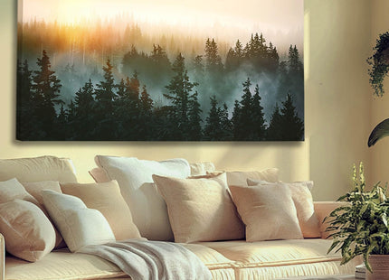SDYA Canvas Wall Art Sunrise Forest Nature Painting Wall Decor for Bedroom Living Room Office Home Decor Wall Art 48x24 Inches
