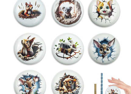 Lasyman 1.5" 8PCS Woodland Animals Nursery Cabinet Knobs Ceramic Deer Nursery Kids Room Drawer Furniture Door Decorate Pull Handles