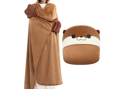 Mewaii Otter Gifts, Wearable Blanket Hoodie, Soft Flannel Otter Blanket