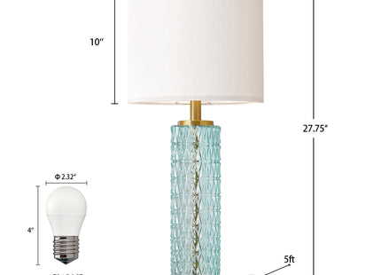 Oneach 27.75" Coastal Blue Table Lamps Set of 2 with Nightlight for Bedside