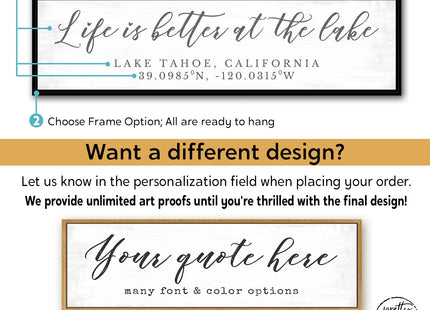 Personalized Life Is Better at the Lake Canvas Wall Art Custom Lake House