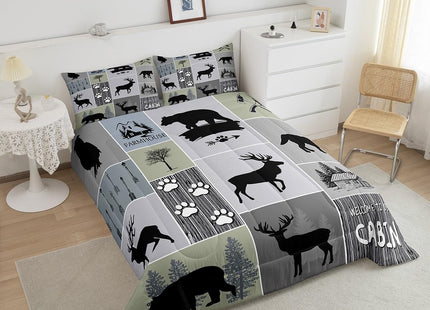 Feelyou Black Bear Deer Comforter Set Bedding Twin Size for Kids Adults