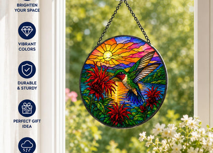 Hummingbird Stained Glass Suncatcher Window Hanging