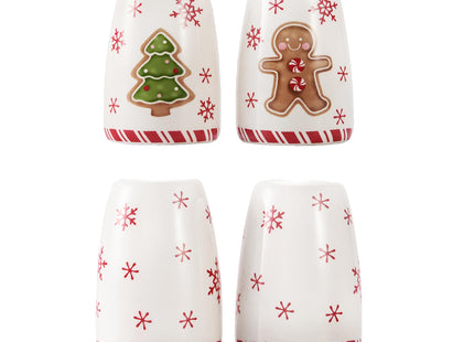Bico Traditional Gingerbread Man Ceramic Salt & Pepper Shaker Set, for Kitchen or Decor, Dishwasher Safe