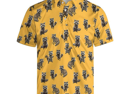 MSCPZH Raccoon Mens Golf Shirts Golf Polo Shirts for Men Short Sleeve Raccoon Polo Shirts Golf Gifts Raccoon Gifts