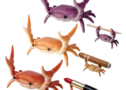 IYHVIXN 3 Packs Desk Crab Pen Holder,Creative Crab Pen Stand Holder,Weightlifting Crabs Penholder Bracket Storage,New Cute Crab-Shaped Pen Holders,Funny Desk Decor for Office Desks,Studio