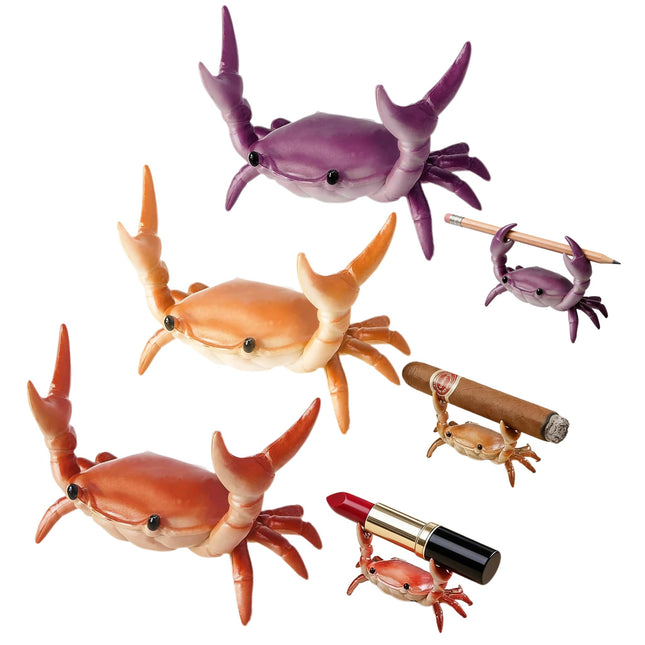 IYHVIXN 3 Packs Desk Crab Pen Holder,Creative Crab Pen Stand Holder,Weightlifting Crabs Penholder Bracket Storage,New Cute Crab-Shaped Pen Holders,Funny Desk Decor for Office Desks,Studio