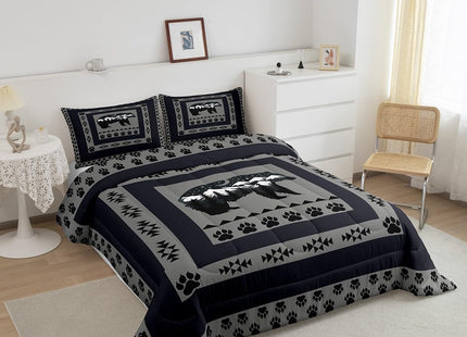Feelyou Western Rustic Bear Comforter Set Twin for Kids Boys Girls Bedding