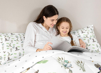 Erosebridal Mallard Duck Comforter Set Toddler Size Woodland Wild Duck Bedding Set for Kids Boys Girls Waterfowl Flying Ducks Duvet Insert Rustic Farmhouse Comforter Hunting Wildlife Theme,2 Pcs